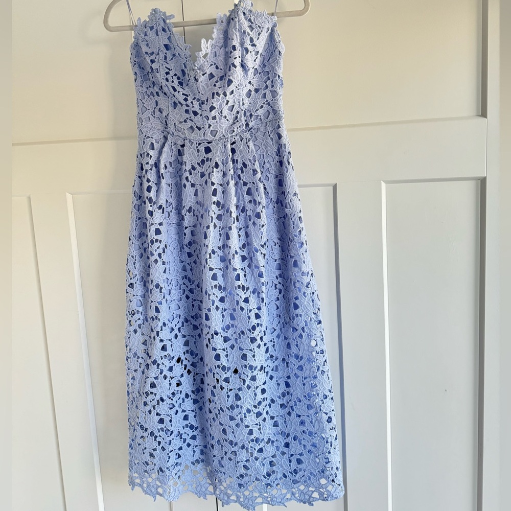 Crochet Lace Strapless Midi Dress